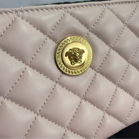 NWT VERSACE La Medusa Nappa Leather Quilted Baguette Crossbody Bag Light Pink - Picture 6 of 12